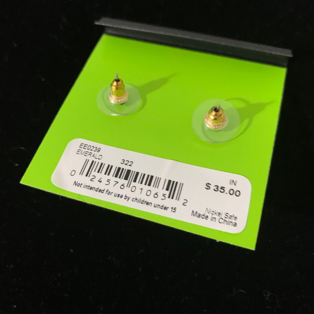 Sam Edelman Green/Gold Stud Earrings - Picture 3 of 3